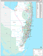 Miami-Fort Lauderdale-West Palm Beach Metro Area Wall Map Premium Style